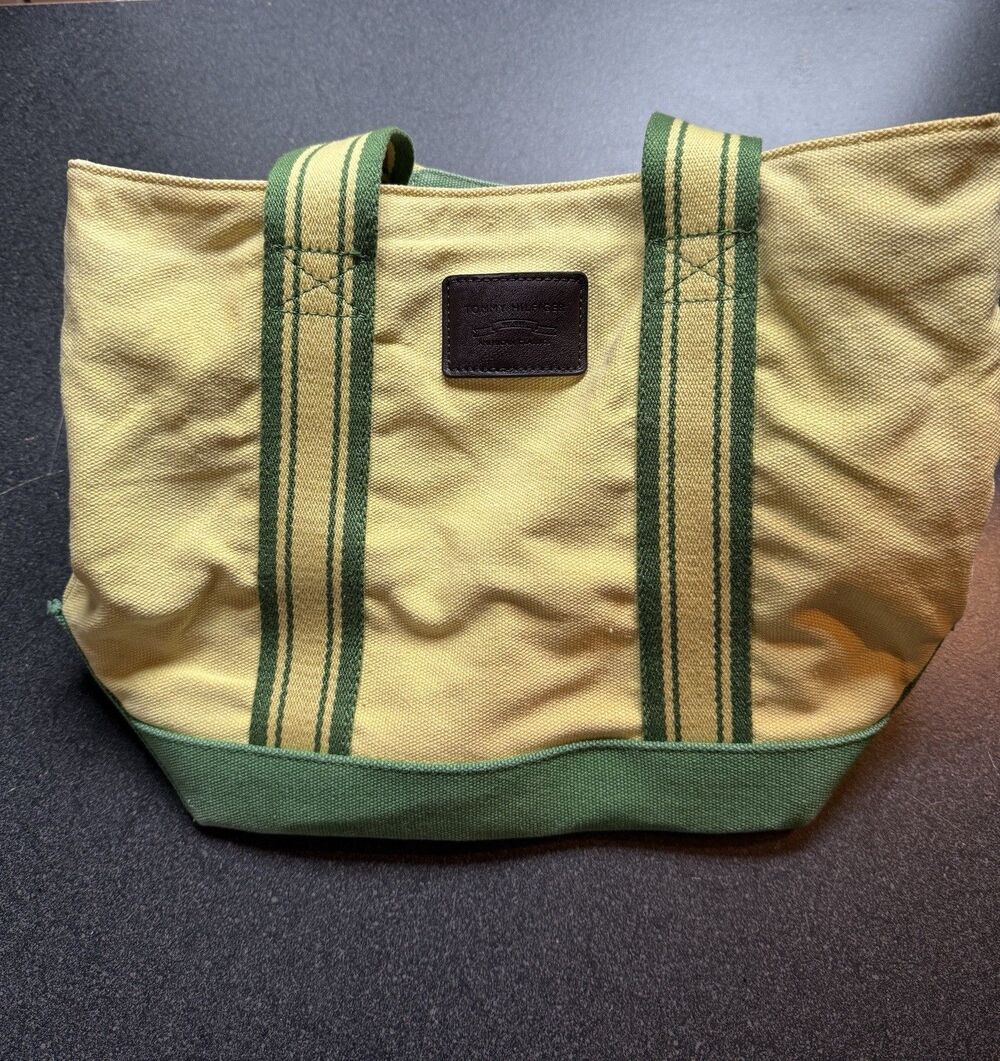 VTG Y2K Tommy Hilfiger Women's Yellow Green Mini Tote Bag Purse Preppy Coastal